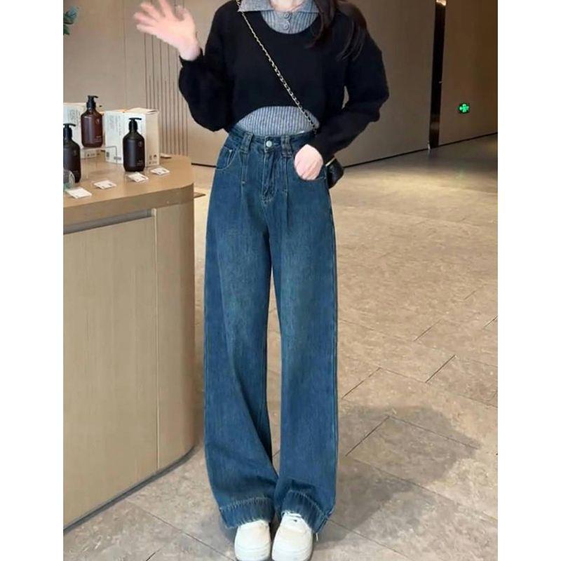 Women s High-Waist Slimming Wide-Leg Jeans - Trendy, Loose, Washed, Floor-Length for Spring & Autumn XL
Women s High-Waist Slimming Wide-Leg Jeans - Trendy, Loose, Washed, Floor-Length for Spring & Autumn XL