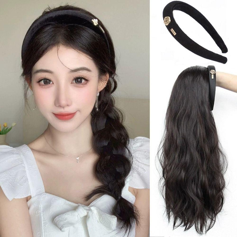 Korean Style Half Headband Wig Synthetic Women Hair Hoop Long Wavy Headband Wig Female Brown&Black-1
Korean Style Half Headband Wig Synthetic Women Hair Hoop Long Wavy Headband Wig Female Brown&Black-1