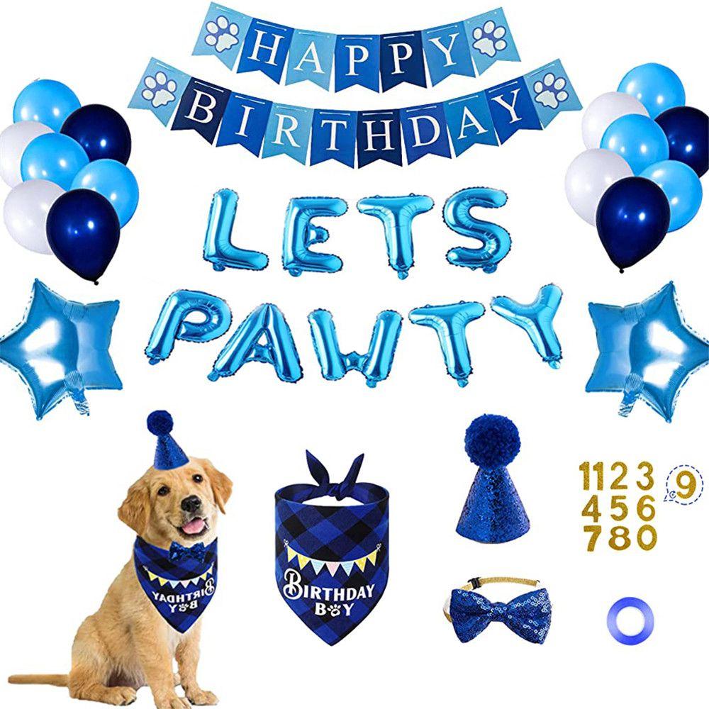 Balloon Party Supplies Adjustable With Cute Bandana Birthday Decoration Dog Set Pet