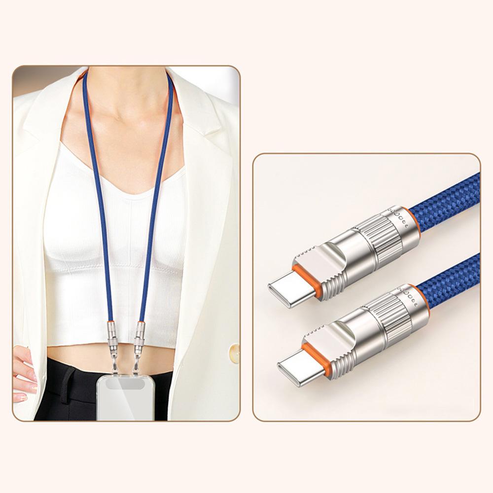 90cm Cell Phone Neck Strap Charging Cable Type-C to Type-C PD 66W Fast Charge Data Cable Necklace Sapphire
90cm Cell Phone Neck Strap Charging Cable Type-C to Type-C PD 66W Fast Charge Data Cable Necklace Sapphire