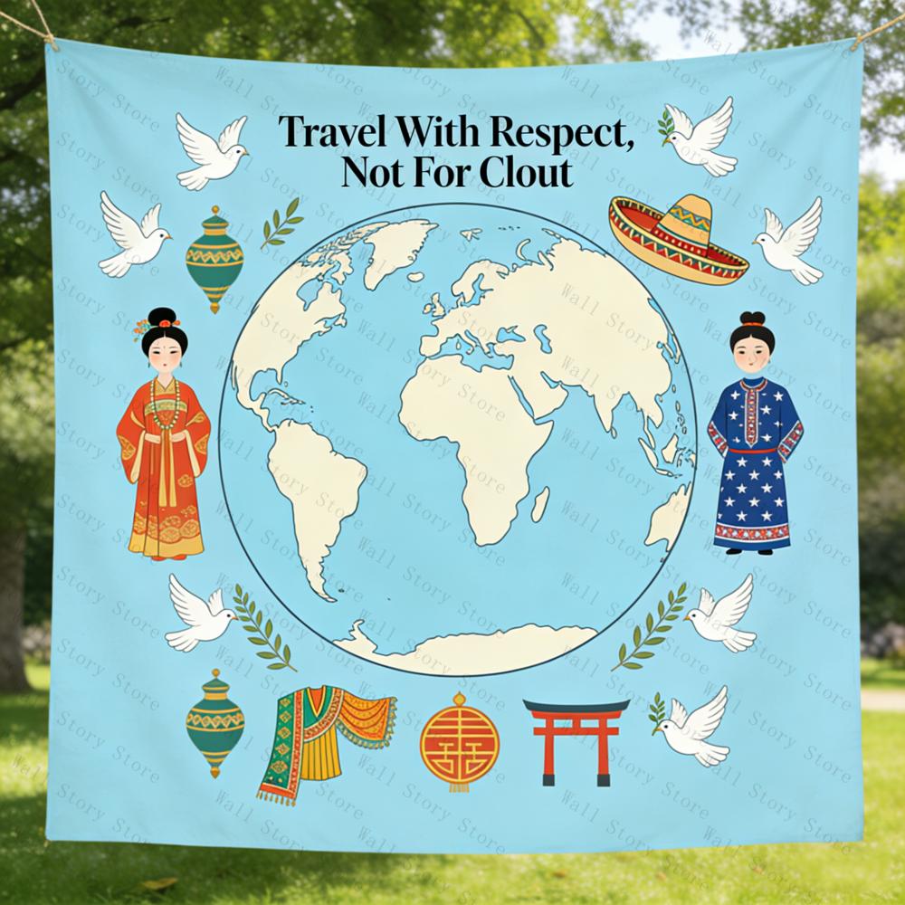 Travel With Respect Not For Clout Tapestry Global Culture Wall Art Boho Dorm Decor Ideal For Travel Lovers EcoFriendly Fabric 74x94cm(29x37in)
Travel With Respect Not For Clout Tapestry Global Culture Wall Art Boho Dorm Decor Ideal For Travel Lovers EcoFriendly Fabric 74x94cm(29x37in)