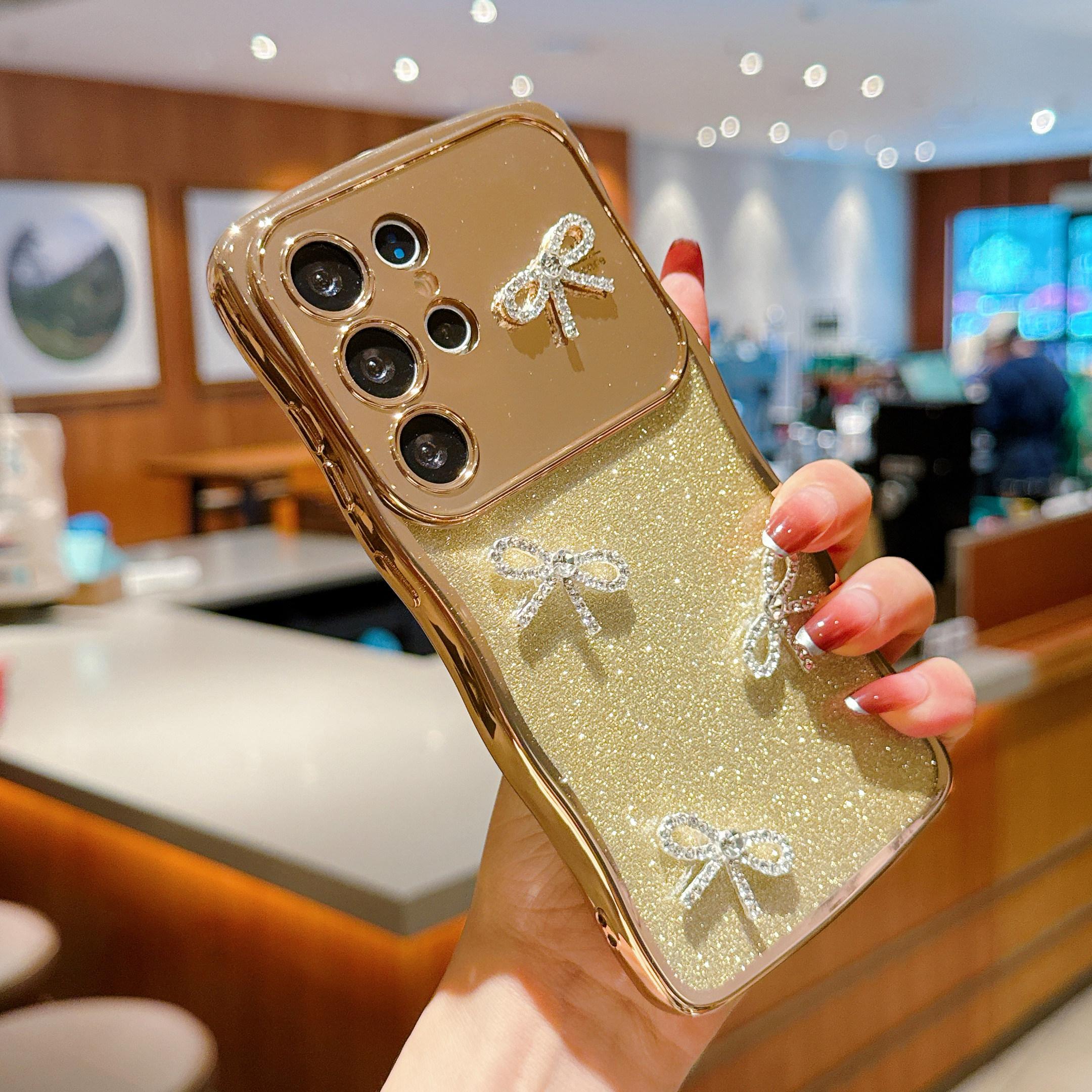 For Samsung Galaxy S25 Ultra Case Electroplated Wavy Frame Glitter TPU Phone Cover with Rhinestone Bow Decor Blue
For Samsung Galaxy S25 Ultra Case Electroplated Wavy Frame Glitter TPU Phone Cover with Rhinestone Bow Decor Blue