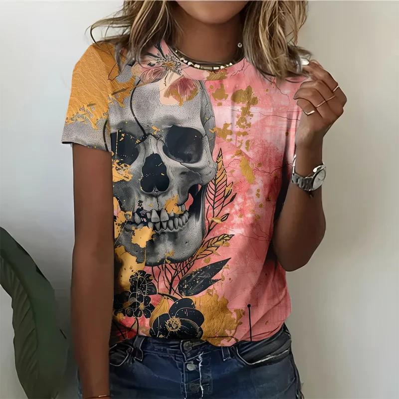 Modern Design Flower Skull Women s T-shirt Casual Fashion Comfortable Pink Gold Short Sleeve Shirt S
Modern Design Flower Skull Women s T-shirt Casual Fashion Comfortable Pink Gold Short Sleeve Shirt S
