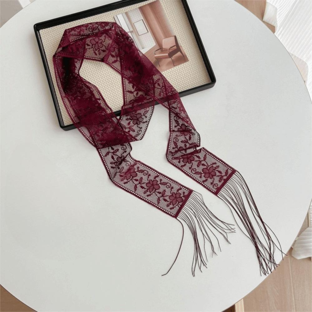 Stylish Floral Lace Printed Scarf Elegant Narrow Long Multifunctional Headscarf Lightweight Soft Ribbon Scarf Evening Party темно-червоний колір
Stylish Floral Lace Printed Scarf Elegant Narrow Long Multifunctional Headscarf Lightweight Soft Ribbon Scarf Evening Party темно-червоний колір