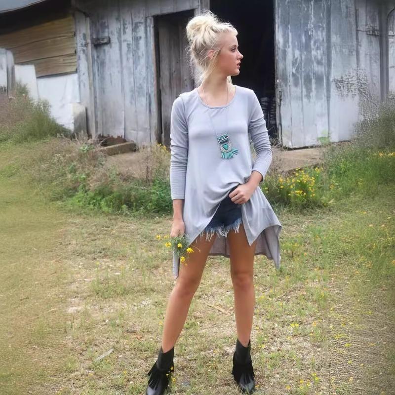 Серый длинный рукав спереди короткий подол осень зима длинный топ L серый
Серый длинный рукав спереди короткий подол осень зима длинный топ L серый