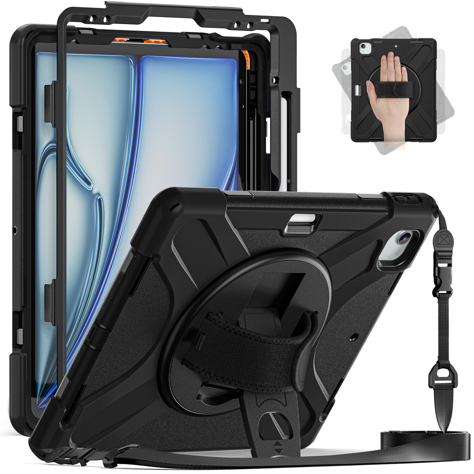 For iPad Air 11 (2025)/(2024) Case with Shoulder Strap TPU+PC+Silicone Kickstand Tablet Cover Black
For iPad Air 11 (2025)/(2024) Case with Shoulder Strap TPU+PC+Silicone Kickstand Tablet Cover Black