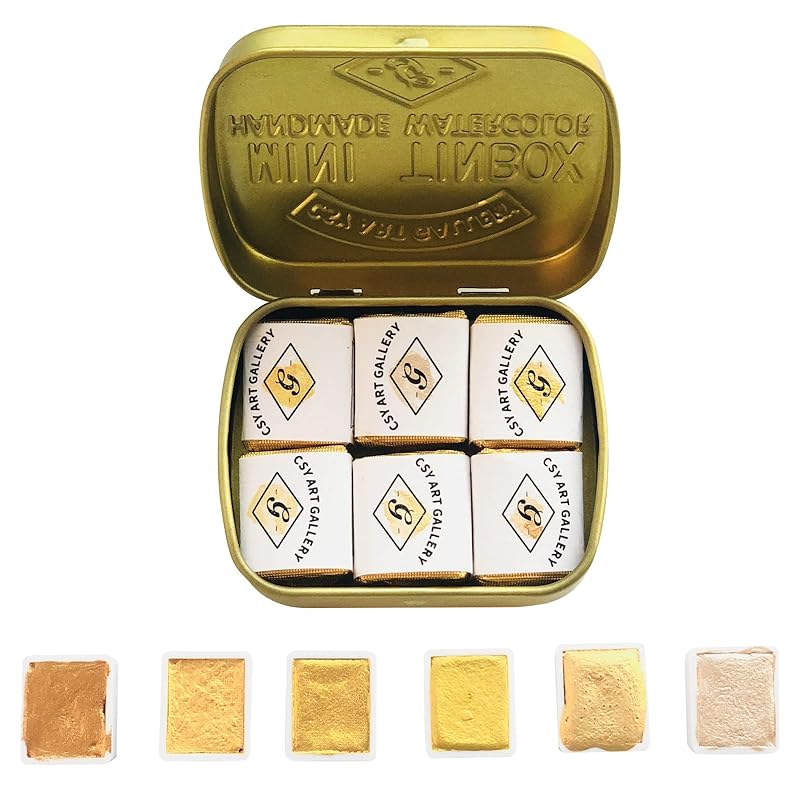 CSY Art Gallery metallic watercolor paint set – Set of 6 shimmering gold solid watercolors artist quality Perfect for adults, students and enthusiasts
CSY Art Gallery metallic watercolor paint set – Set of 6 shimmering gold solid watercolors artist quality Perfect for adults, students and enthusiasts