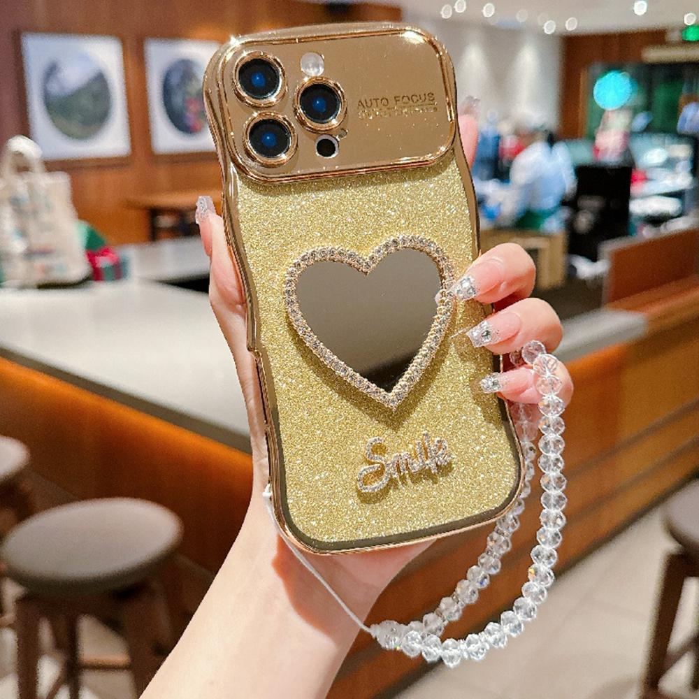 Чехол для iPhone 16 Pro Max Гальванизированная волнистая рамка Блестящая ТПУ накладка для телефона с зеркалом, ремешок Gold
Чехол для iPhone 16 Pro Max Гальванизированная волнистая рамка Блестящая ТПУ накладка для телефона с зеркалом, ремешок Gold