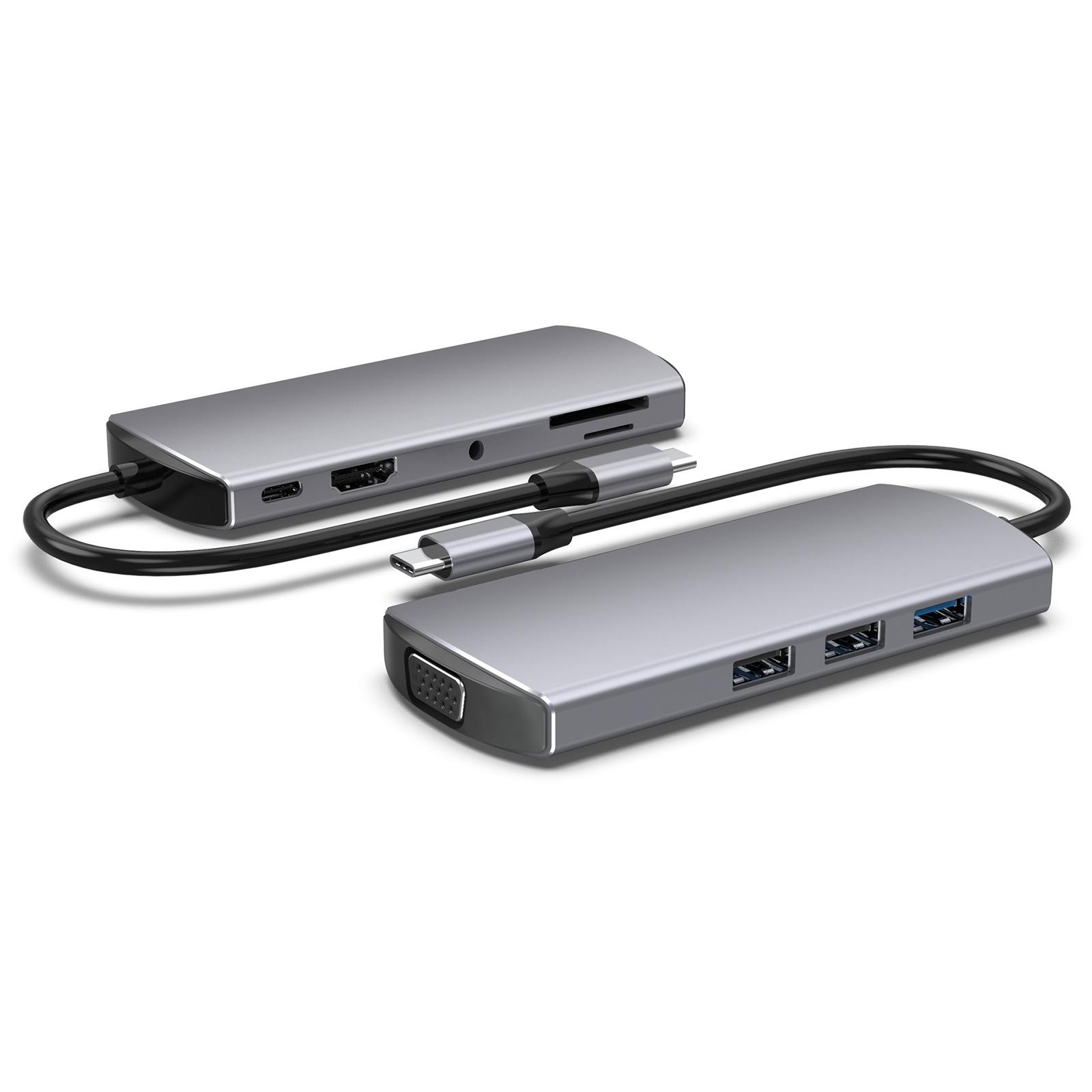 FX-1928G 9-in-1 USB Hub Docking Station Type-C to USB-C+3xUSB3.0+SD/TF Card Slot+3.5mm+4K HD+VGA Adapter As Shown A
FX-1928G 9-in-1 USB Hub Docking Station Type-C to USB-C+3xUSB3.0+SD/TF Card Slot+3.5mm+4K HD+VGA Adapter As Shown A