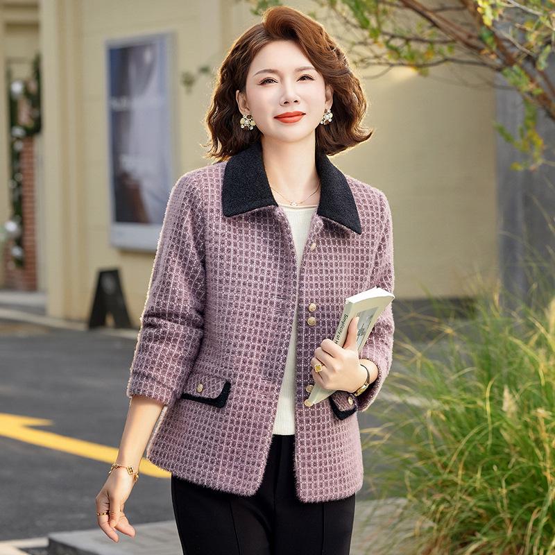 Women s Stylish Woolen Plaid Jacket for Spring and Autumn - Perfect for Middle-aged and Elderly Moms 2XL: 110-120 jin puce/фиолетовый
Women s Stylish Woolen Plaid Jacket for Spring and Autumn - Perfect for Middle-aged and Elderly Moms 2XL: 110-120 jin puce/фиолетовый