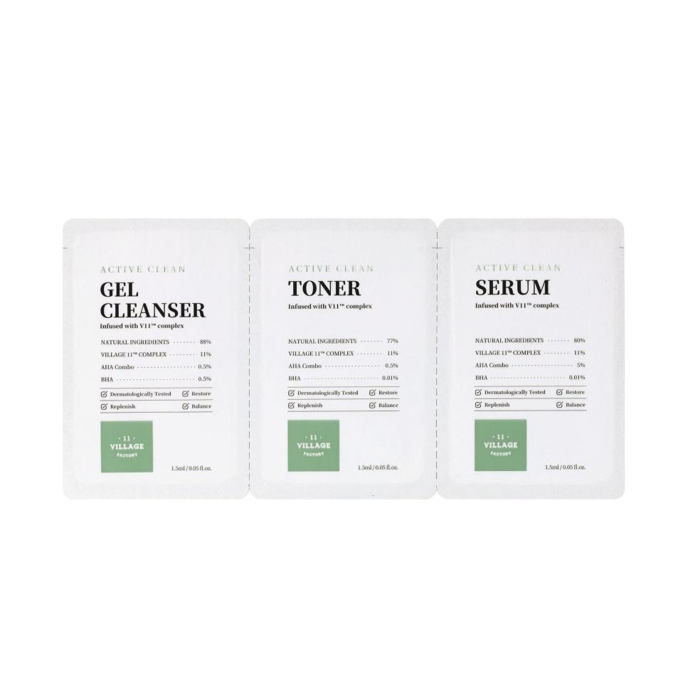 VILLAGE 11 FACTORY ACTIVE CLEAN SAMPLE POUCH Набор: Очищающий гель для умывания, Очищающий тонер, Очищающая сыворотка 3*1,5мл
VILLAGE 11 FACTORY ACTIVE CLEAN SAMPLE POUCH Набор: Очищающий гель для умывания, Очищающий тонер, Очищающая сыворотка 3*1,5мл