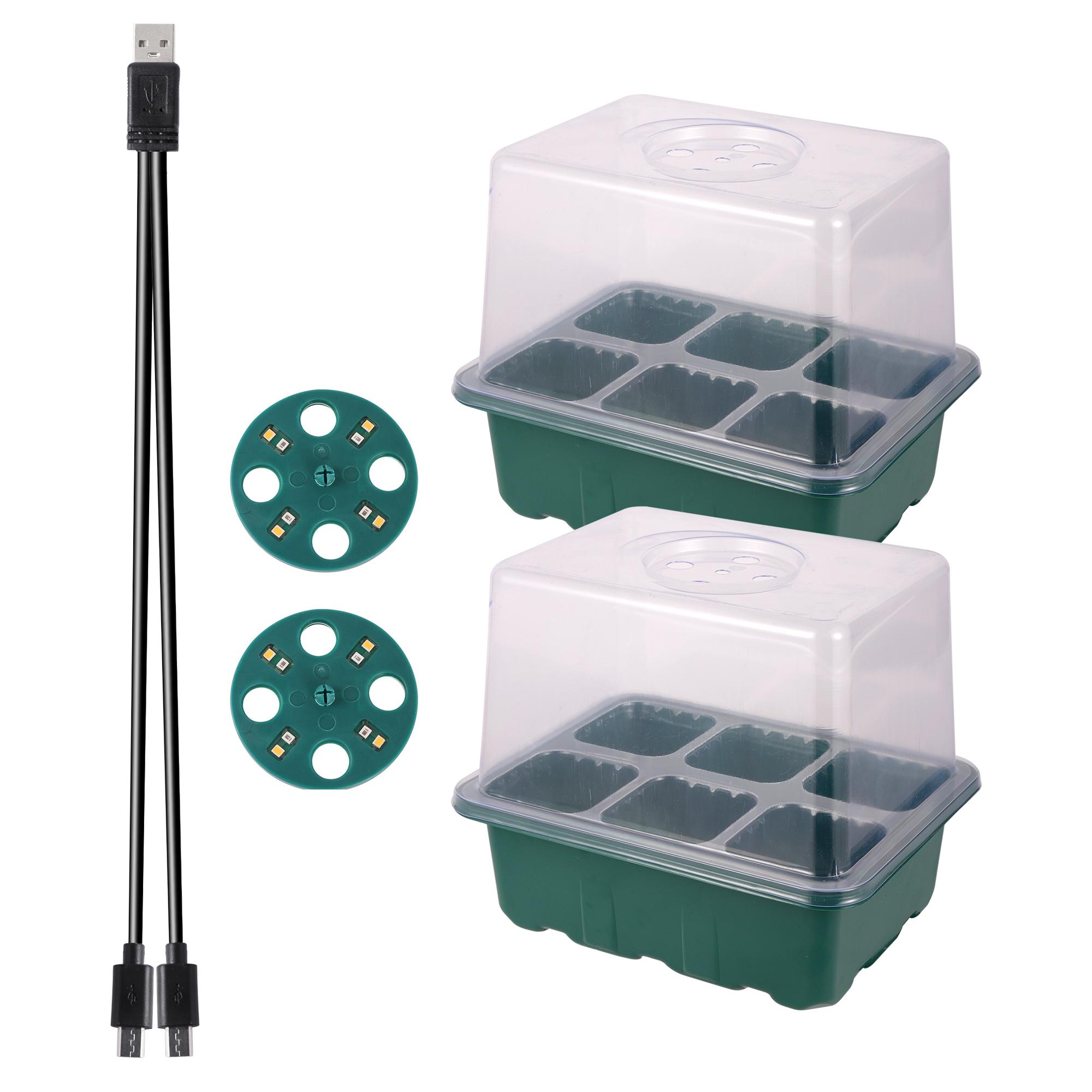 6/12 ячеек с высокой крышкой, ящик для рассадного лотка с подсветкой для проращивания рассады, посадочный горшок со светодиодами полного спектра для стимуляции роста
6/12 ячеек с высокой крышкой, ящик для рассадного лотка с подсветкой для проращивания рассады, посадочный горшок со светодиодами полного спектра для стимуляции роста