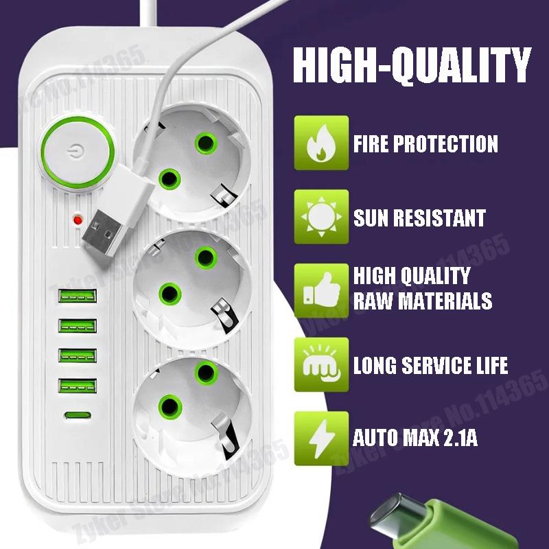 F09 AC Outlet Smart Power Strip Electrical Socket Network Filter Multiprise Extension Cord With 4 USB Type C PD EU Plug Outlets EU Plug чорний
F09 AC Outlet Smart Power Strip Electrical Socket Network Filter Multiprise Extension Cord With 4 USB Type C PD EU Plug Outlets EU Plug чорний