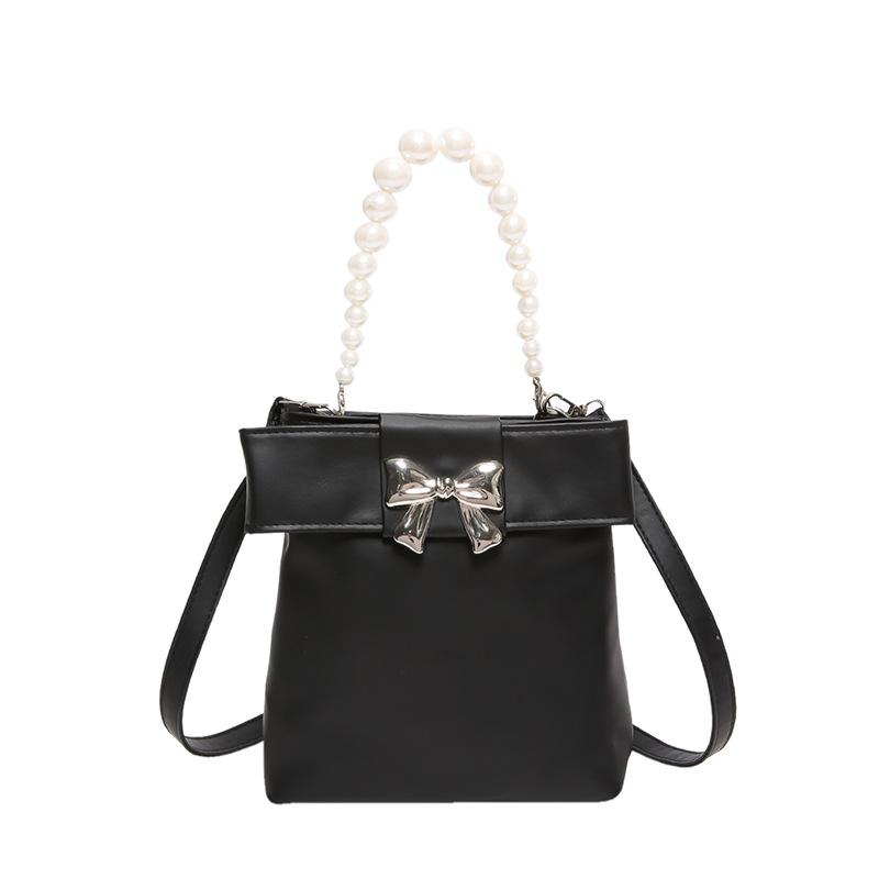 2024 популярная сумка-мешок с бантом, портативная сумка-мессенджер, новая модная маленькая сумка, летняя популярная женская сумка через плечо чёрный