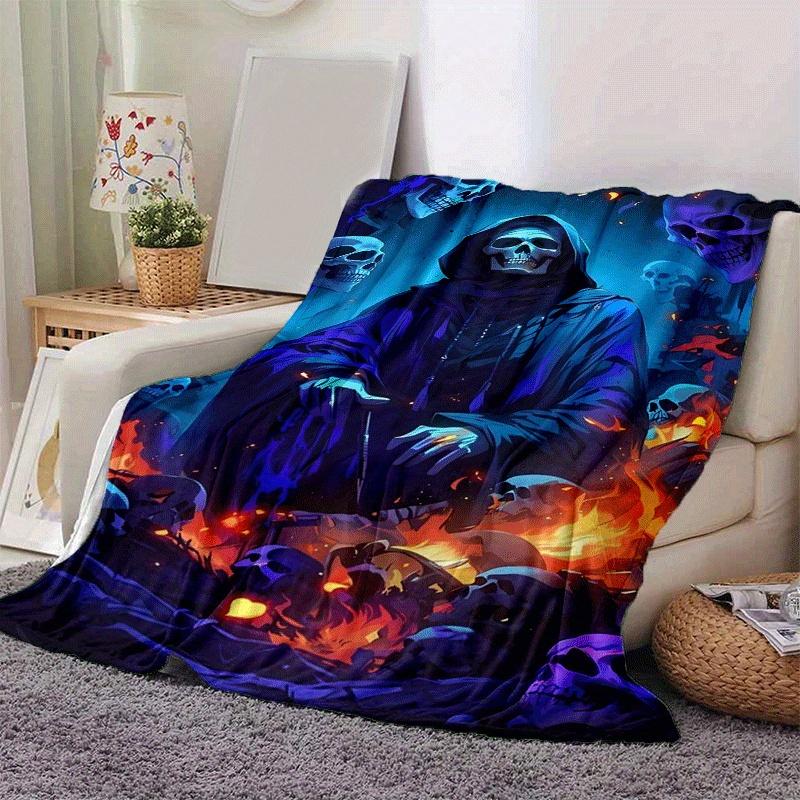 1pc Skeleton Printing Lightweight Flannel Blanket, Comfortable and Warm Blanket, for Camping Sofa Bed and Couch Office, in All Seasons 130cmx150cm
1pc Skeleton Printing Lightweight Flannel Blanket, Comfortable and Warm Blanket, for Camping Sofa Bed and Couch Office, in All Seasons 130cmx150cm