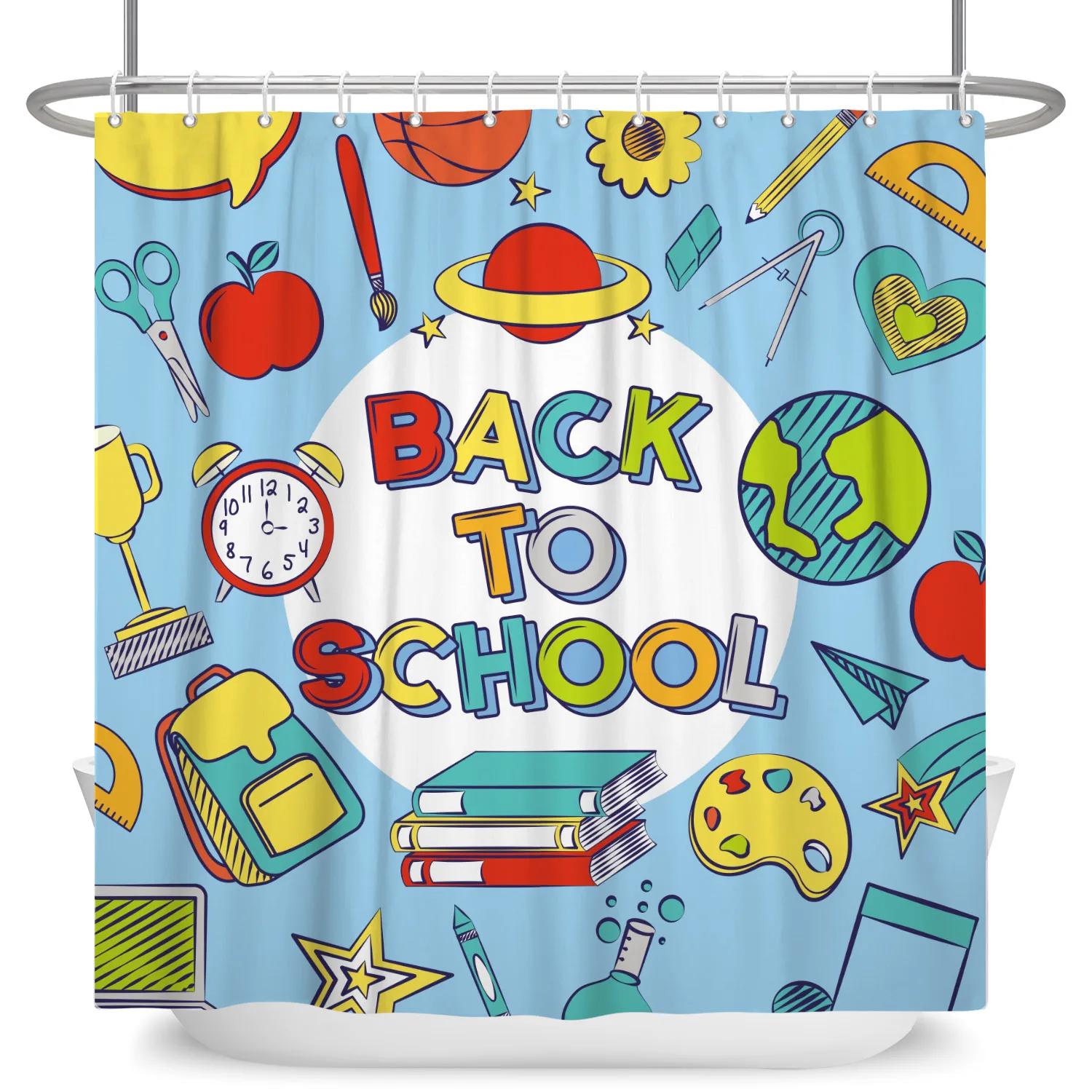 Back To School Shower Curtain Backpack Clock Globe Black Blackboard Pencil Bath Partition Waterproof Hanging Curtain With Hooks W60H190(CM)-1 Pcs
Back To School Shower Curtain Backpack Clock Globe Black Blackboard Pencil Bath Partition Waterproof Hanging Curtain With Hooks W60H190(CM)-1 Pcs