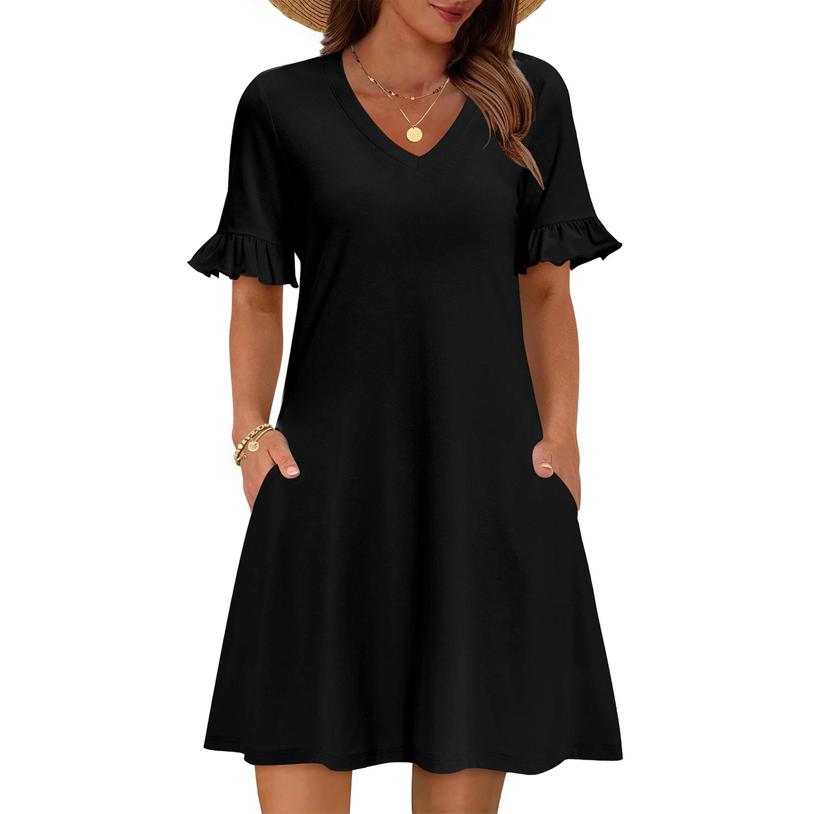 Women A Line Sun Dress Short Sleeve V Neck Dress With Pockets XL
Women A Line Sun Dress Short Sleeve V Neck Dress With Pockets XL