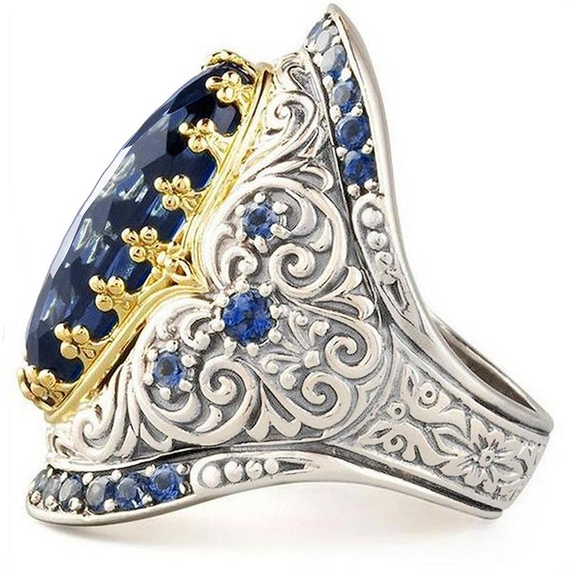 Huitan Hyperbole Big Oval Blue CZ Rings for Women Aesthetic Carved Pattern Two Tone Design Wedding Anniversary Luxury Zircon 6
Huitan Hyperbole Big Oval Blue CZ Rings for Women Aesthetic Carved Pattern Two Tone Design Wedding Anniversary Luxury Zircon 6