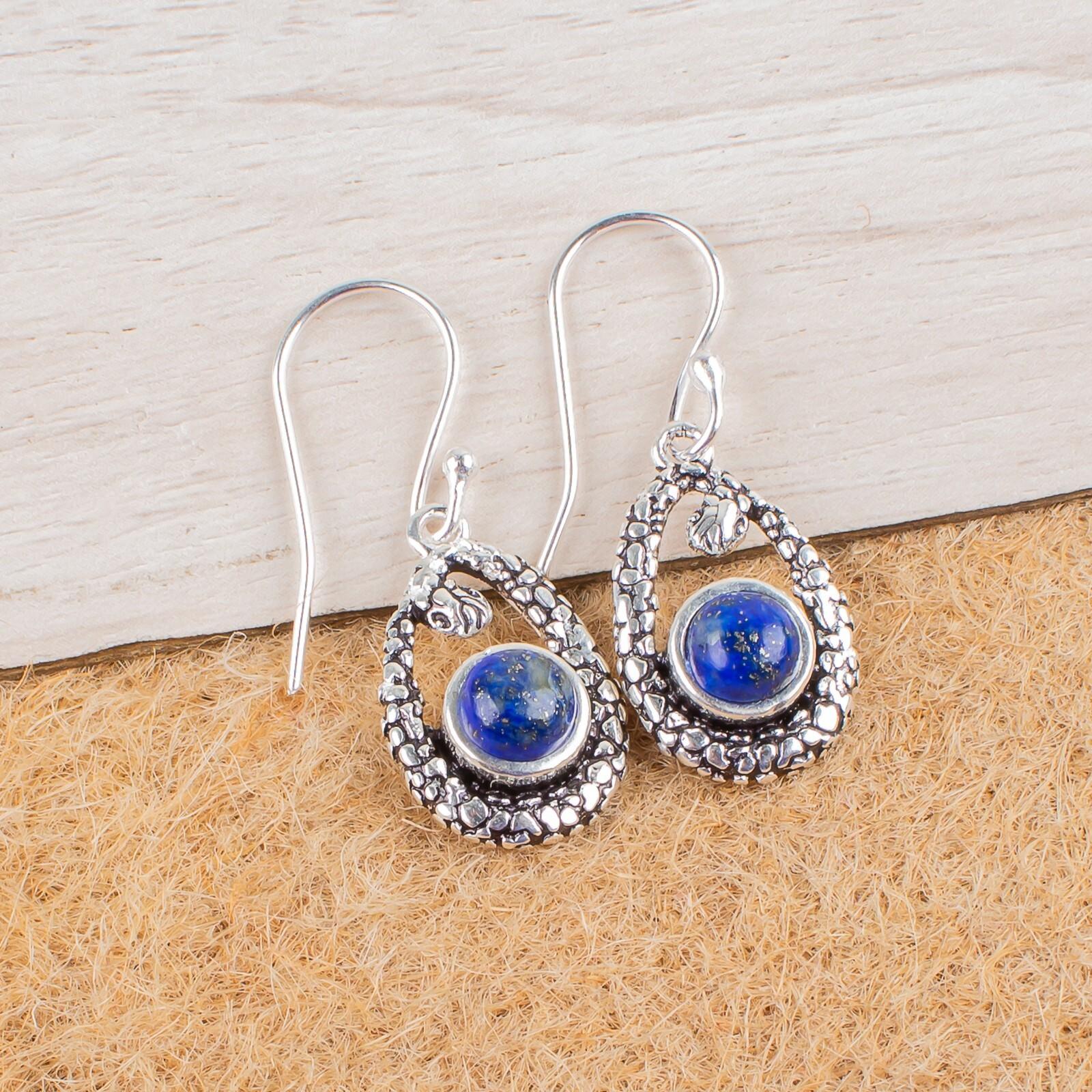 Lapis Lazuli Gemstone 925 Sterling Silver Jewelry Dangle/Drop Earrings 1.38 CE-3-22
Lapis Lazuli Gemstone 925 Sterling Silver Jewelry Dangle/Drop Earrings 1.38 CE-3-22