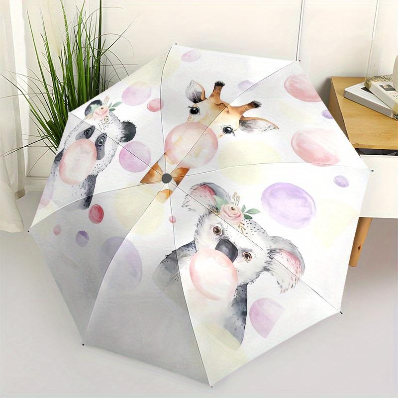 Panda, Giraffe Automatic folding umbrella simple eight rib design, bright color pattern, durable iron frame, ideal for travel and outdoor,
Panda, Giraffe Automatic folding umbrella simple eight rib design, bright color pattern, durable iron frame, ideal for travel and outdoor,