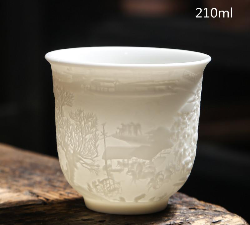 Китайская белая фарфоровая чайная чашка с объемным рельефом, большая емкость, набор чайных чашек, аксессуары, Master Cup
