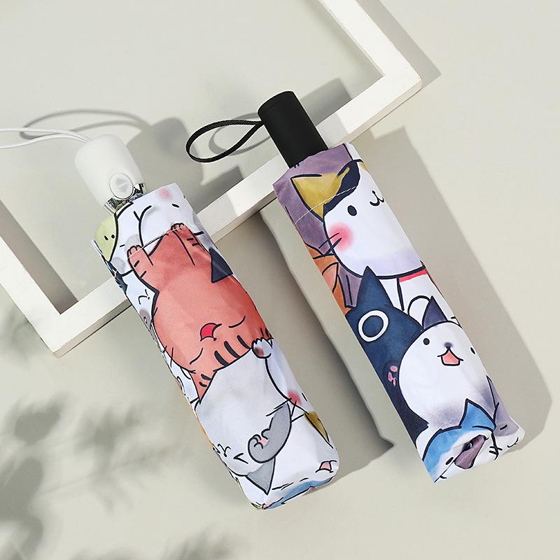New automatic umbrella rain and shine vinyl cartoon graffiti cute cat umbrella creative three fold umbrella
New automatic umbrella rain and shine vinyl cartoon graffiti cute cat umbrella creative three fold umbrella