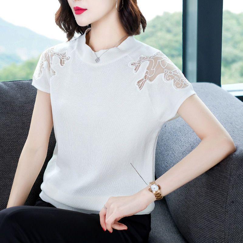 Women s Short Sleeved T-shirt Summer Wear Knitted Short Lace Sleeve Top Design Sense Top Shirt S белый
Women s Short Sleeved T-shirt Summer Wear Knitted Short Lace Sleeve Top Design Sense Top Shirt S белый