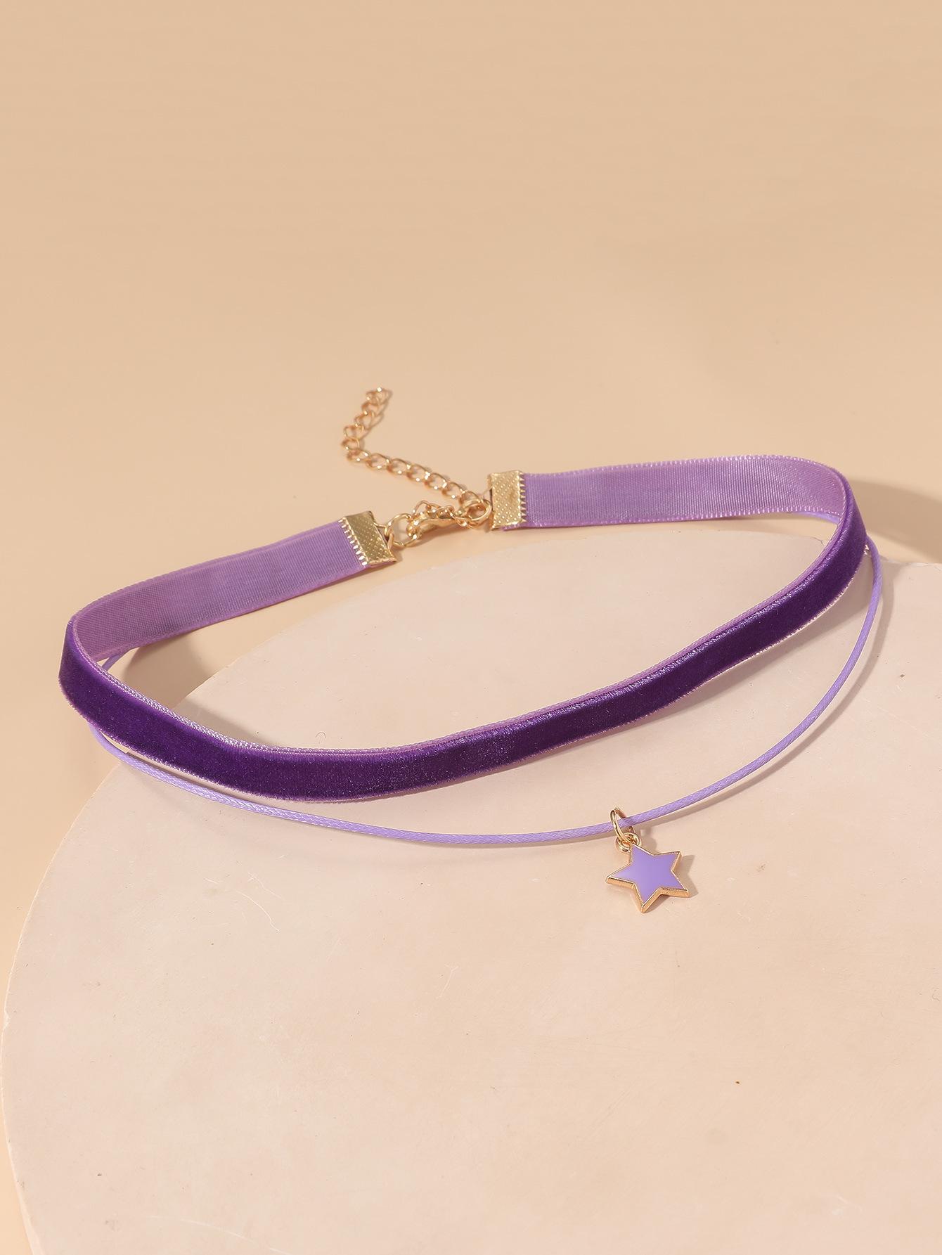 Charm Fashion Five-pointed Star Pendant Colorful Velvet Ribbon Double-layer Choker Necklaces for Women Collar Chain Zircon Gift
Charm Fashion Five-pointed Star Pendant Colorful Velvet Ribbon Double-layer Choker Necklaces for Women Collar Chain Zircon Gift