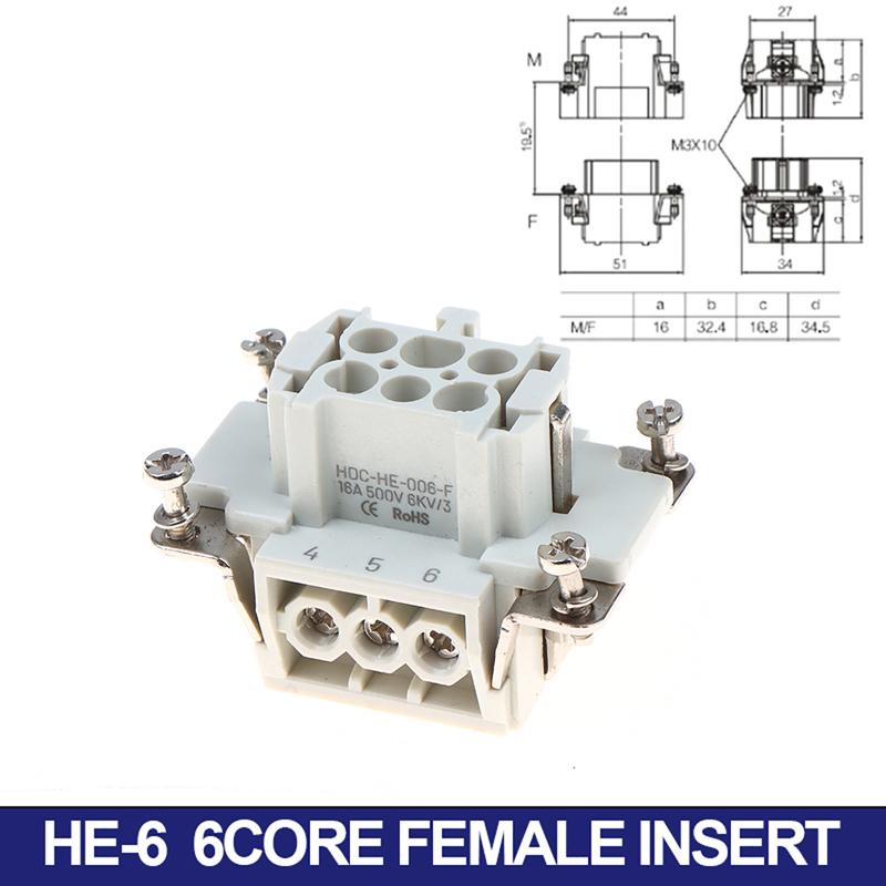 HE Heavy Duty Connector Insert Core 6 10 16 24 Pin Male Female for Control Cabinets and Machinery Resistant Design
HE Heavy Duty Connector Insert Core 6 10 16 24 Pin Male Female for Control Cabinets and Machinery Resistant Design