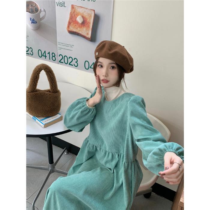Autumn new corduroy, dress, feminine style, waist lantern sleeves, lady A-shaped skirt, loose long dress S
Autumn new corduroy, dress, feminine style, waist lantern sleeves, lady A-shaped skirt, loose long dress S