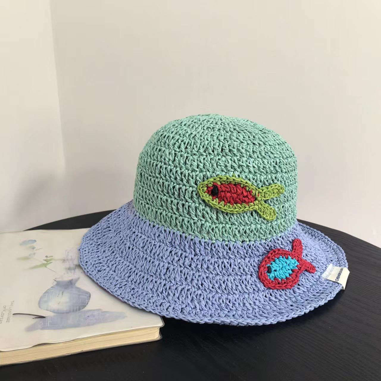 Корейская шляпа-ведро, женская летняя плетеная дышащая соломенная шляпа, солнцезащитный козырек, солнцезащитное средство для лица, маленькая шляпа-ведро, универсальная повседневная шляпа для бассейна