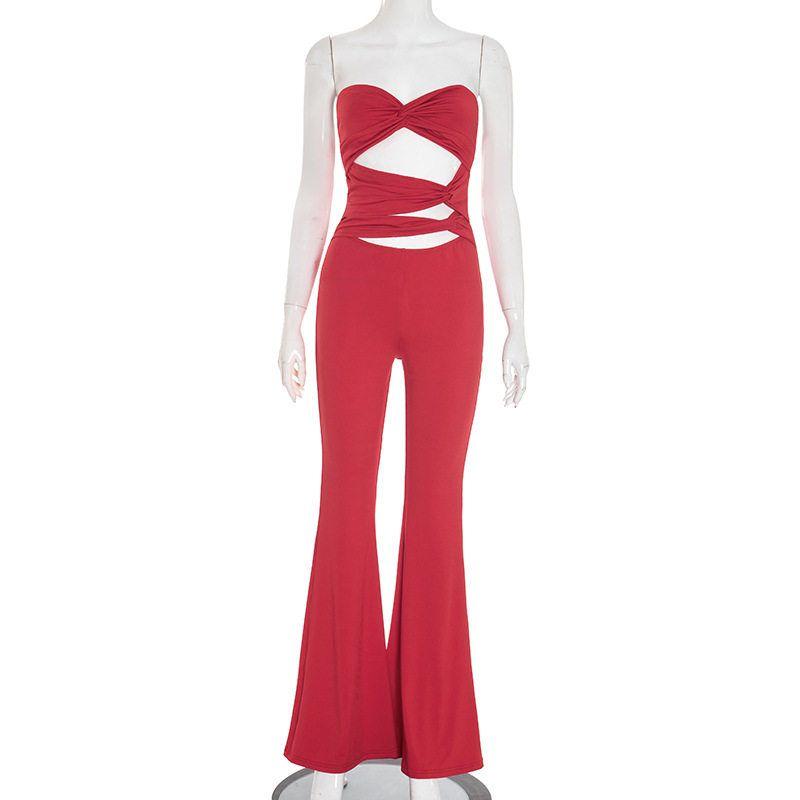 C25Jp234 European and American Women s Fashion Autumn New Solid Color Strapless Sleeveless Slim Fit Hollow-Out Backless Twisted Jumpsuit Red (Ready to Ship) S
C25Jp234 European and American Women s Fashion Autumn New Solid Color Strapless Sleeveless Slim Fit Hollow-Out Backless Twisted Jumpsuit Red (Ready to Ship) S