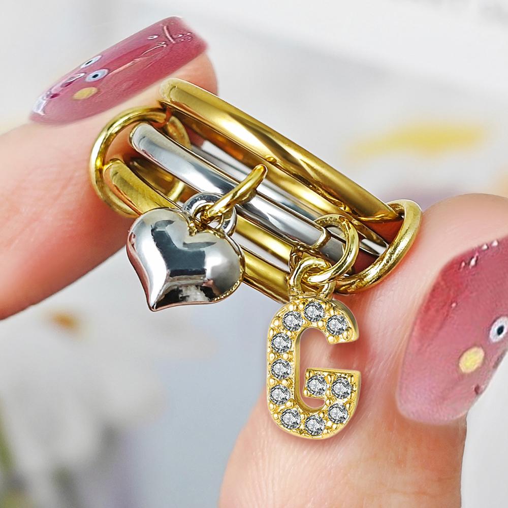 TK Fashion Heart Letter Pendant Charm Rings For Women Exqusite Zircon Stainless Steel Gold Color Ring Stack Sets Zircon Gift 5
TK Fashion Heart Letter Pendant Charm Rings For Women Exqusite Zircon Stainless Steel Gold Color Ring Stack Sets Zircon Gift 5