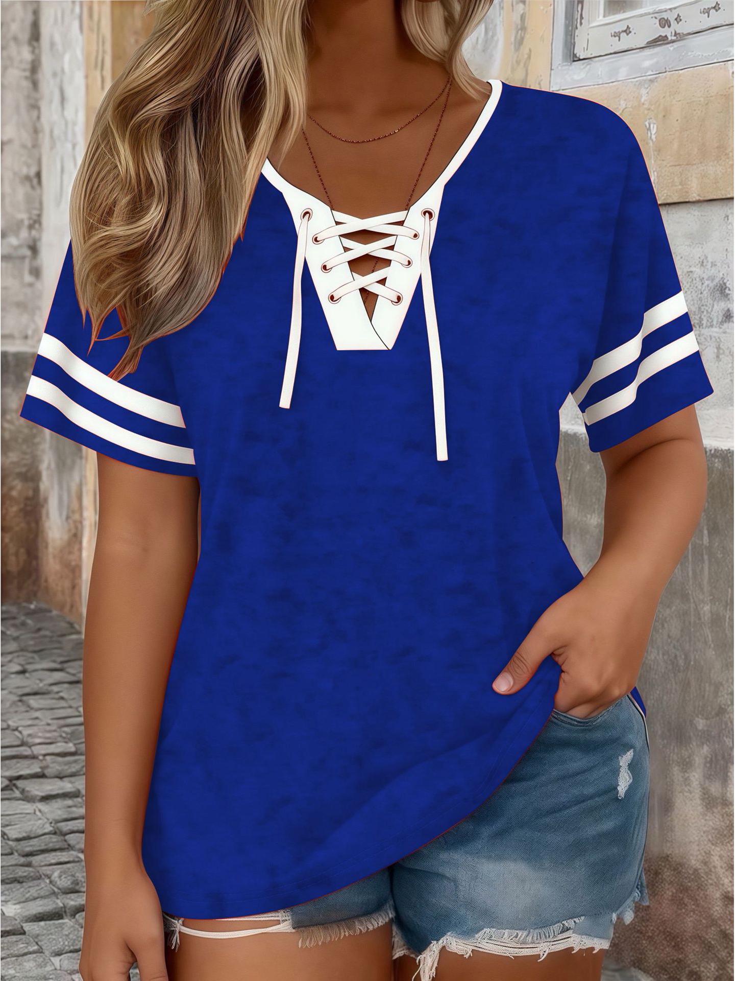 2026 Spring/Summer Women s V-neck Printed Short-Sleeved T-shirt S синій
2026 Spring/Summer Women s V-neck Printed Short-Sleeved T-shirt S синій