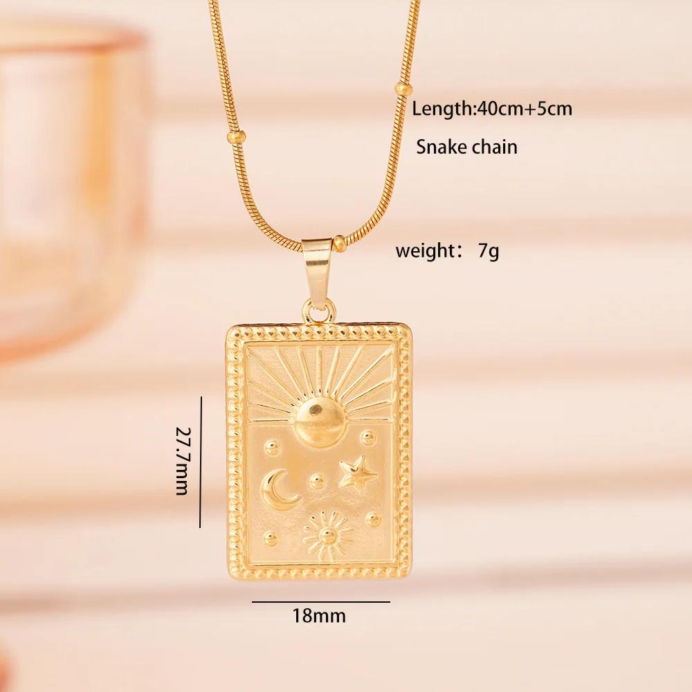 All Stainless Steel Gold Color Sun Moon Star Square Pendant Necklaces for Women Men Fashion Vintage Jewelry Gift for Friends
All Stainless Steel Gold Color Sun Moon Star Square Pendant Necklaces for Women Men Fashion Vintage Jewelry Gift for Friends