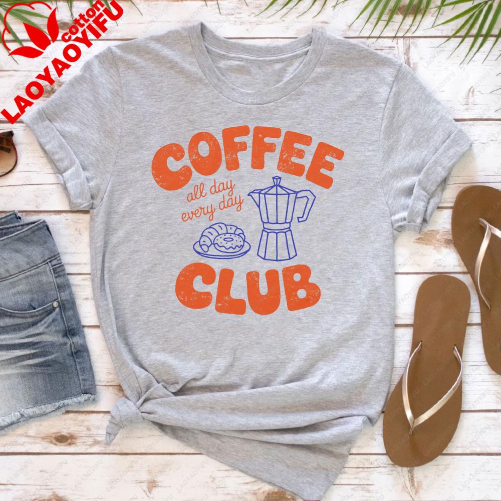 Coffee Club Women TShirt Casual Summer Short Sleeve Tees Cotton Top Coffee Lover Gift for Her Fashion Tee Daily Wear S
Coffee Club Women TShirt Casual Summer Short Sleeve Tees Cotton Top Coffee Lover Gift for Her Fashion Tee Daily Wear S