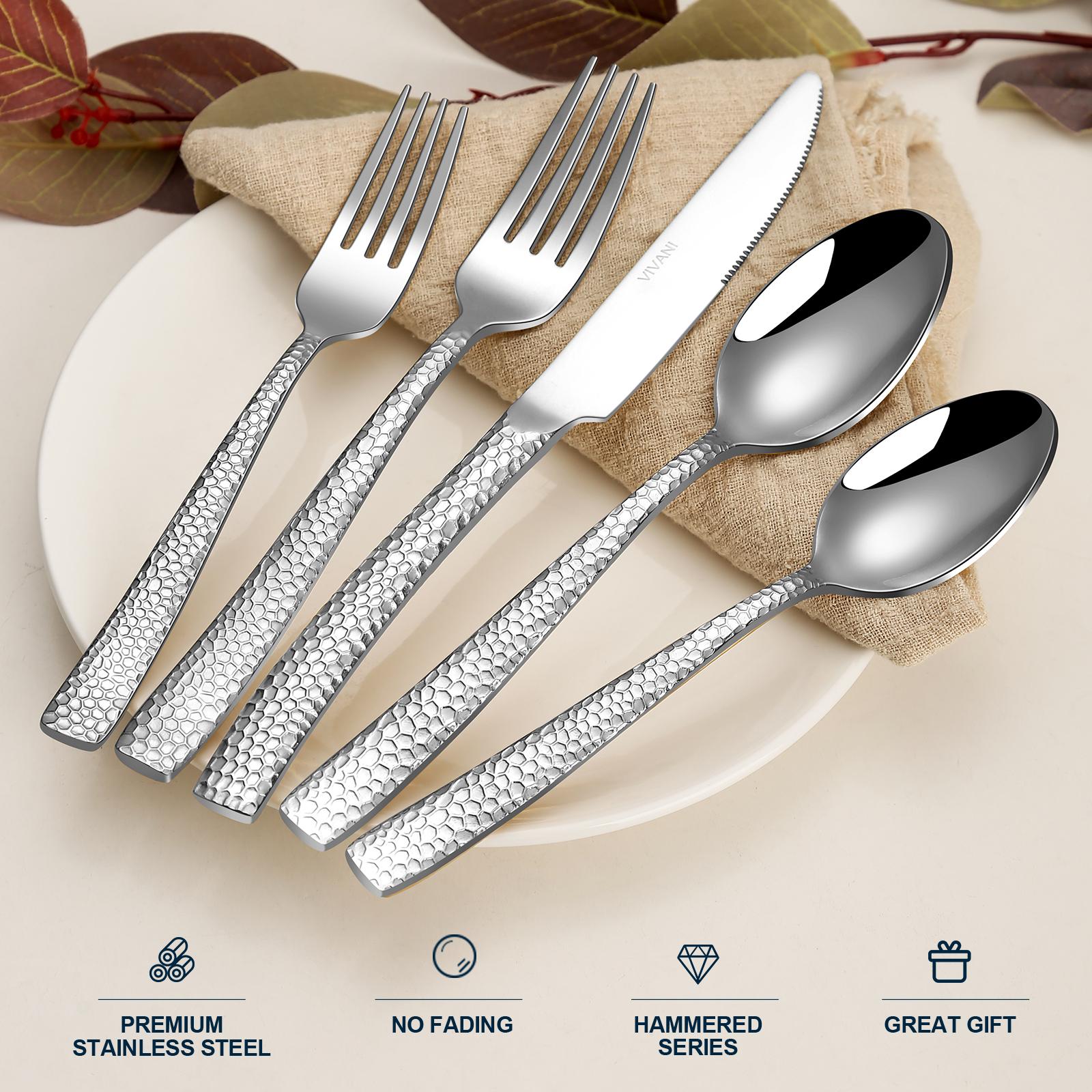 20pcs Stainless Steel Cutlery Set Gold/Silver/Black Hammered Stainless Steel Flatware Western Tableware Knife Fork Spoon
20pcs Stainless Steel Cutlery Set Gold/Silver/Black Hammered Stainless Steel Flatware Western Tableware Knife Fork Spoon