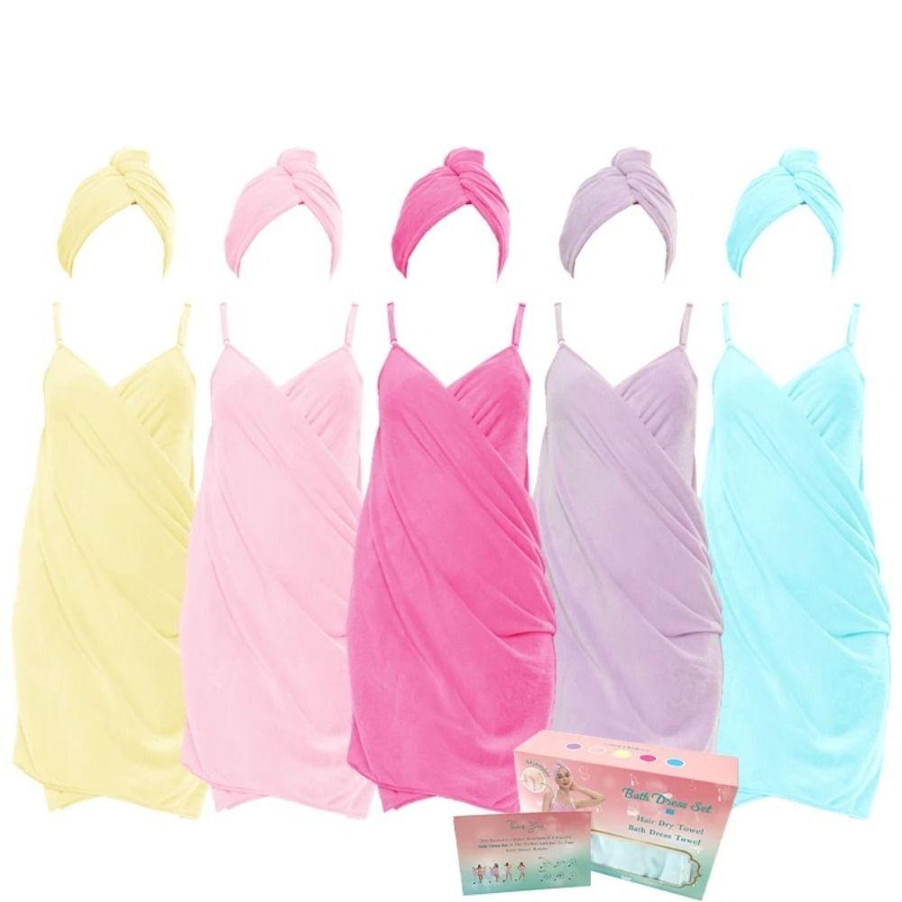 Sexy Backless Sling Bath Skirts Absorbent Hair Dryer Cap Hot Bath Towels Set Women світло-рожевий колір
Sexy Backless Sling Bath Skirts Absorbent Hair Dryer Cap Hot Bath Towels Set Women світло-рожевий колір