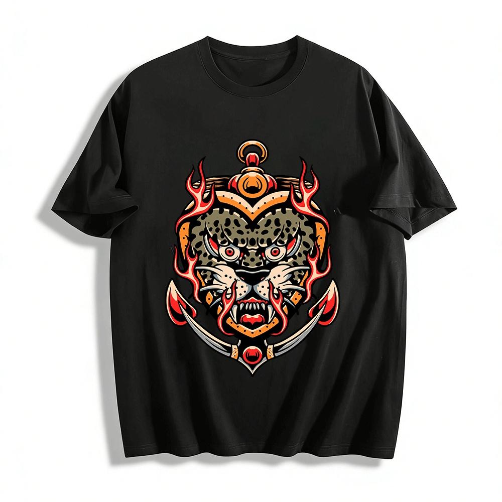 Vintage Leopard Head Anchor Print Streetwear Casual Loose Tee Pure cotton T-shirt 6XL
Vintage Leopard Head Anchor Print Streetwear Casual Loose Tee Pure cotton T-shirt 6XL