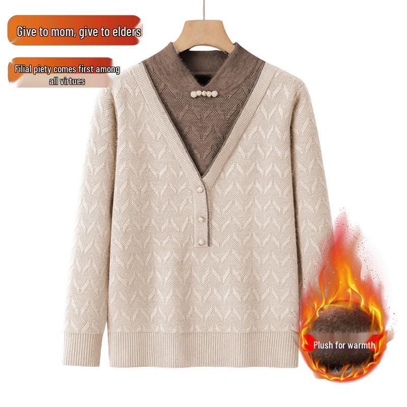 Mama Autumn Winter Faux Two-Piece Knit Plus Velvet Sweater for Mid-Aged & Elderly - Half-High Collar Base Layer XXL for 105-120 jin
Mama Autumn Winter Faux Two-Piece Knit Plus Velvet Sweater for Mid-Aged & Elderly - Half-High Collar Base Layer XXL for 105-120 jin
