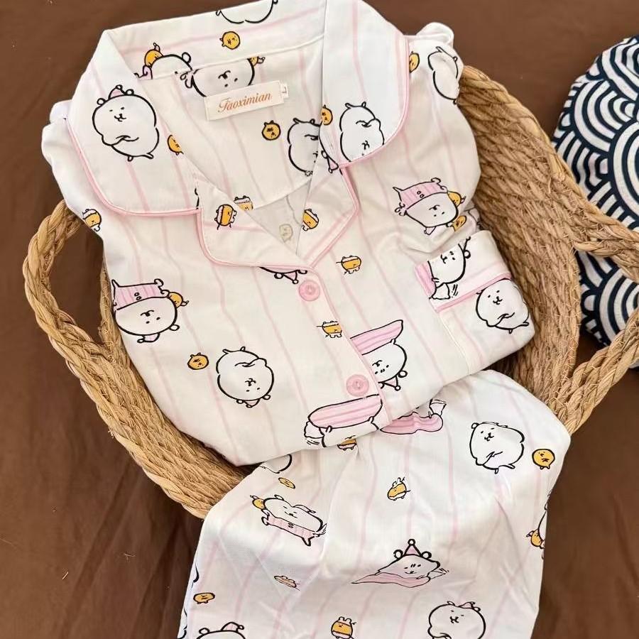 Summer can go out pink striped self-deprecating bear pajamas women s cardigan short-sleeved shorts two-piece girl loungewear S
Summer can go out pink striped self-deprecating bear pajamas women s cardigan short-sleeved shorts two-piece girl loungewear S