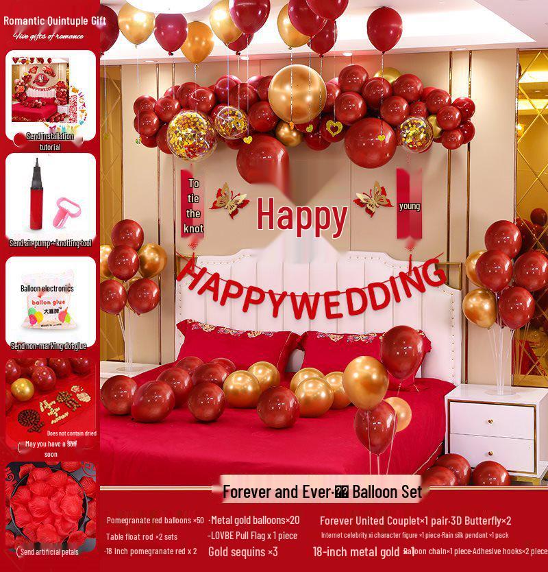 Complete Wedding Room Decoration Set with Balloons for Bedroom
Complete Wedding Room Decoration Set with Balloons for Bedroom