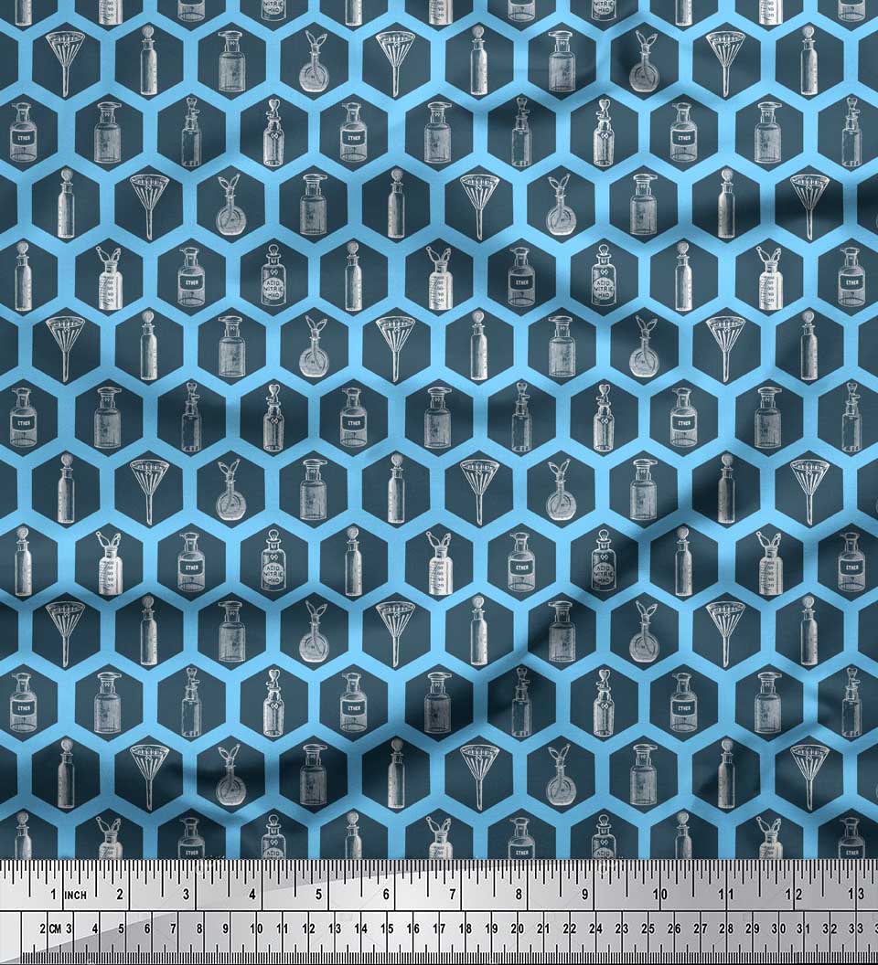 Soimoi Blue Japan Crepe Satin Fabric Honeycomb Design & Designer Bottle Print Fabric by metre 42 Inch 42 Inch Wide - Poly Crepe синій
Soimoi Blue Japan Crepe Satin Fabric Honeycomb Design & Designer Bottle Print Fabric by metre 42 Inch 42 Inch Wide - Poly Crepe синій