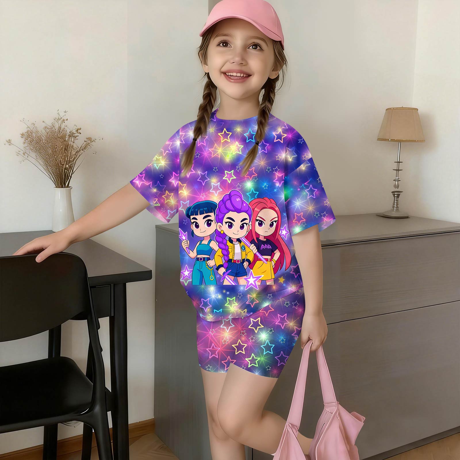 Girls Long Sleeve Loose Fit Casual Top and Shorts Set Printed Design Comfortable Outfit for Kids Suitable for Daily Wear and Leisure 150
Girls Long Sleeve Loose Fit Casual Top and Shorts Set Printed Design Comfortable Outfit for Kids Suitable for Daily Wear and Leisure 150