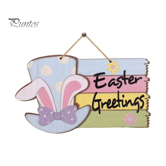Пасхальный деревянный приветственный дверной знак в виде заячьего ушка, цилиндр с цветком, дверной подвесной знак, украшение на входную дверь, декоративная настенная табличка wood