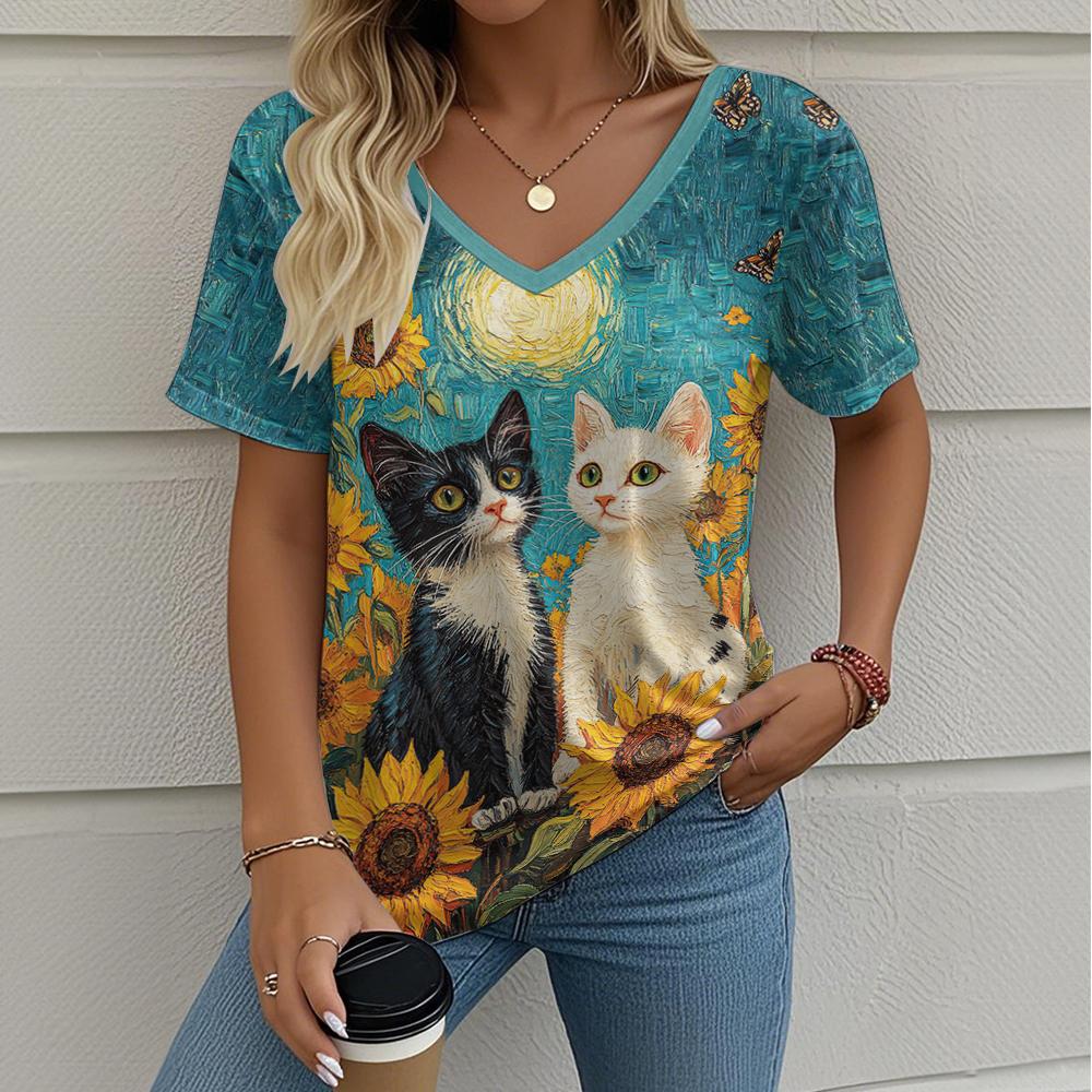 Летняя женская футболка с принтом подсолнуха, уличная, в стиле ретро, повседневная, оверсайз, с V-образным вырезом, Y2k, с коротким рукавом, женская одежда 3XL
Летняя женская футболка с принтом подсолнуха, уличная, в стиле ретро, повседневная, оверсайз, с V-образным вырезом, Y2k, с коротким рукавом, женская одежда 3XL