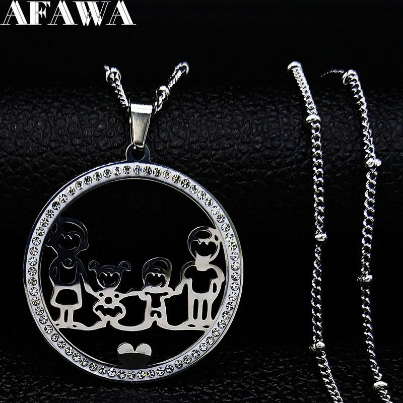 Family Boy Gril Stainless Steel Necklace for Women Silver Color Crystal Necklace Jewelry Collares Christmas Gift N03S01
Family Boy Gril Stainless Steel Necklace for Women Silver Color Crystal Necklace Jewelry Collares Christmas Gift N03S01