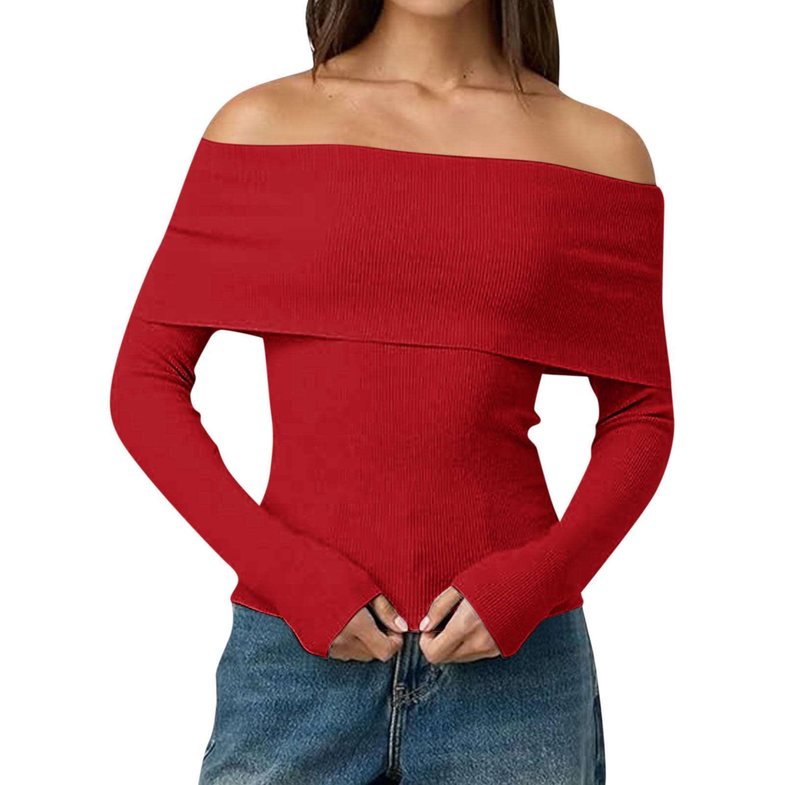 Женские свитера с открытыми плечами, с длинным рукавом, свободные, трикотажные L красный
Женские свитера с открытыми плечами, с длинным рукавом, свободные, трикотажные L красный