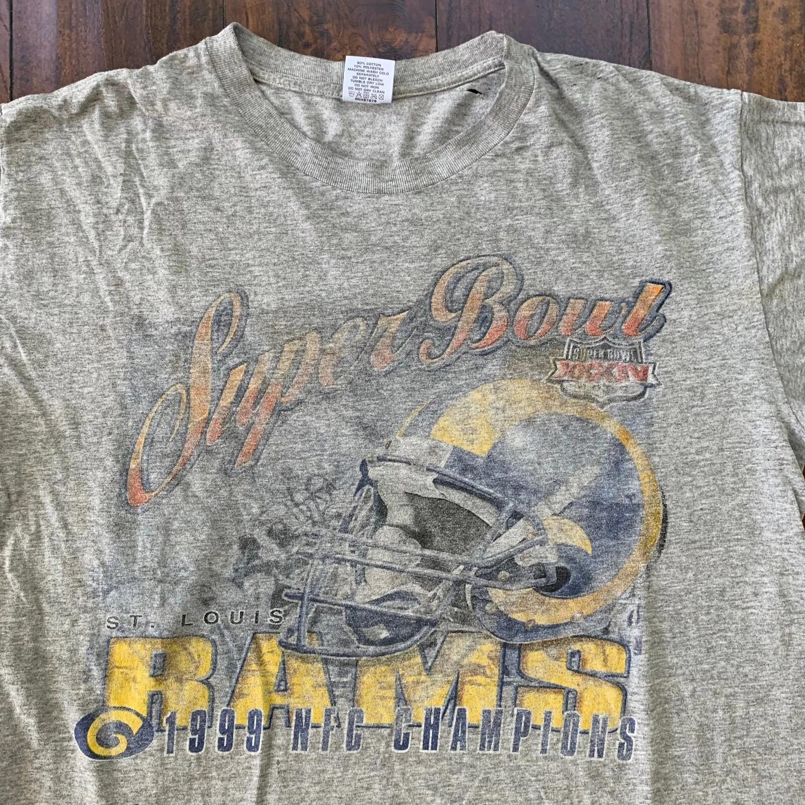 Super Bowl 1999 Vintage T Shirt Starter NFC St Luis Rams Thrashed Rap Football 2XL
Super Bowl 1999 Vintage T Shirt Starter NFC St Luis Rams Thrashed Rap Football 2XL