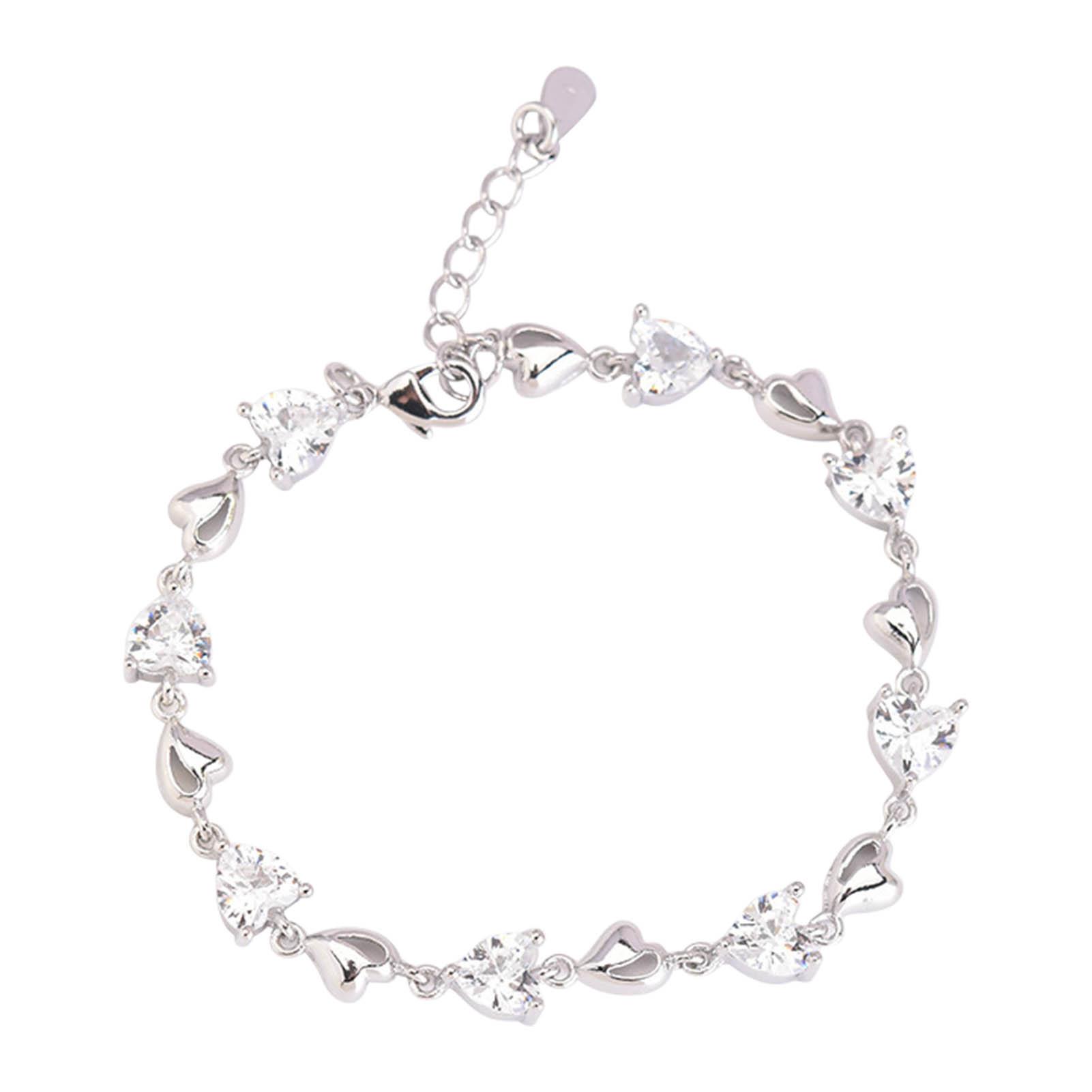 Women Bracelet S925 Silver Hrt Rhinestone Simple Accessory Present for Friends
Women Bracelet S925 Silver Hrt Rhinestone Simple Accessory Present for Friends